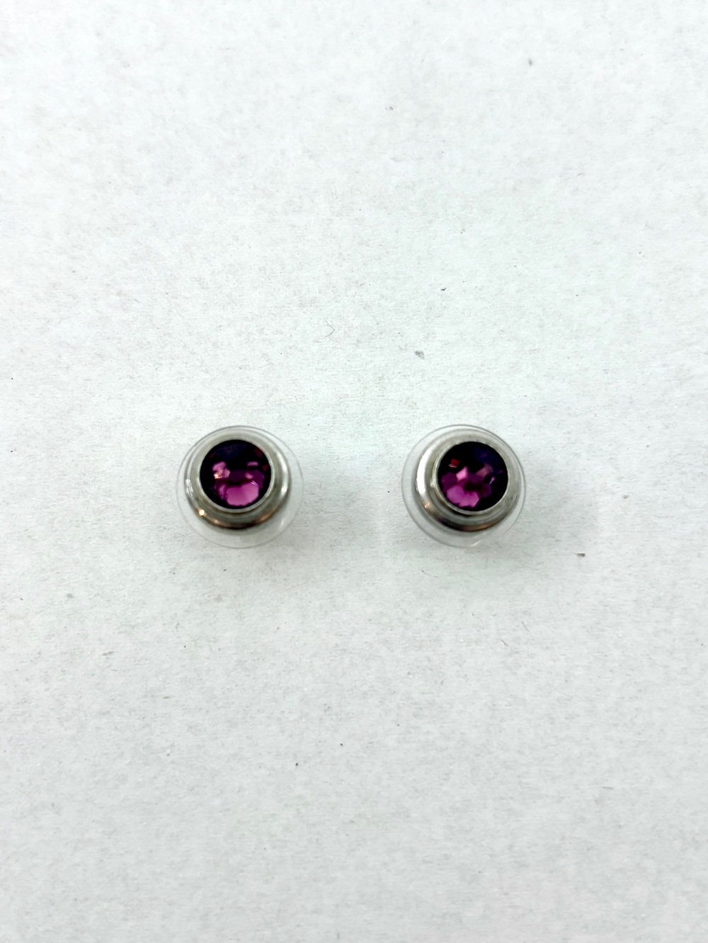 Alex and Ani Silver Stud Earrings with Purple Stones